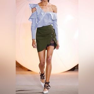 Self-portrait Lace-paneled cargo khaki Mini Skirt